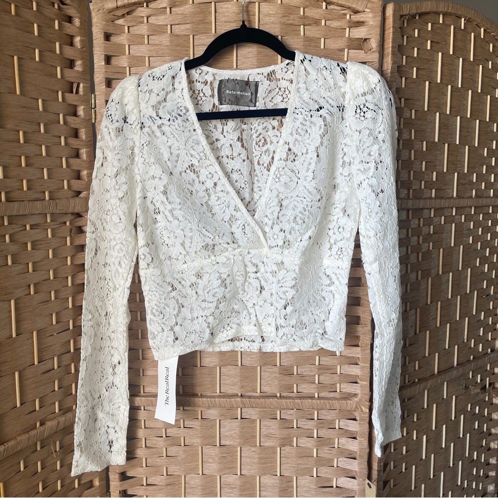 Reformation Lace “Halo” long sleeve top